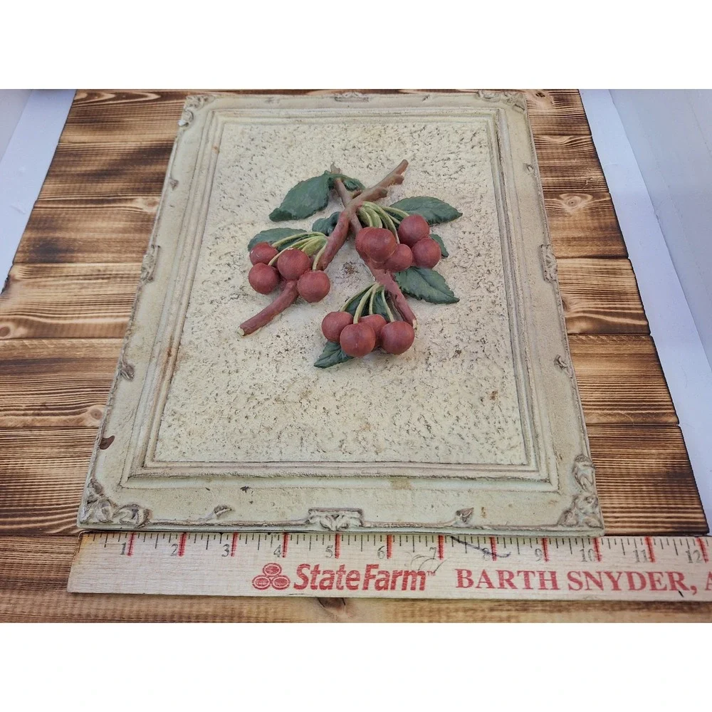 Painted 3-D Wall Decor Art Fruit Plaques Set Of 2 10